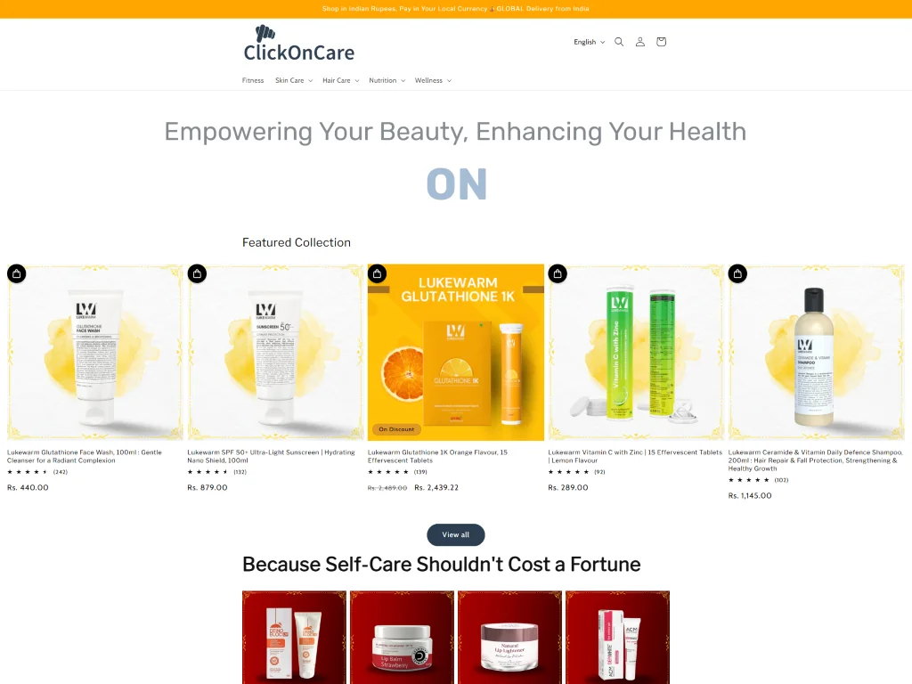 ClickOnCare e-commerce store design