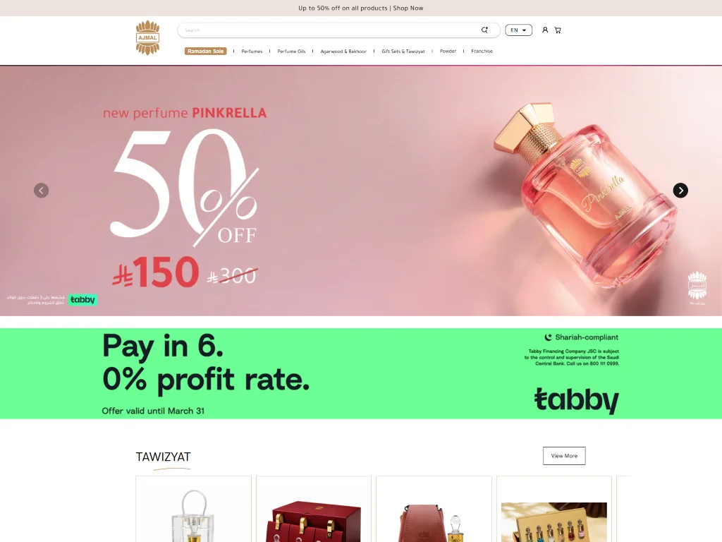 En Sa Ajma Perfumes e-commerce store design
